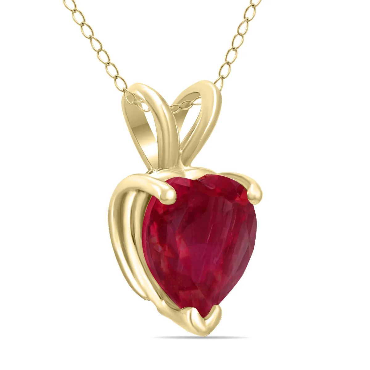 14K Yellow Gold 5Mm Heart Ruby Pendant