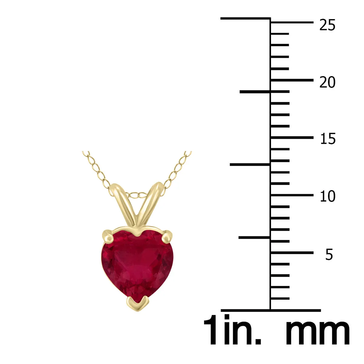 14K Yellow Gold 5Mm Heart Ruby Pendant