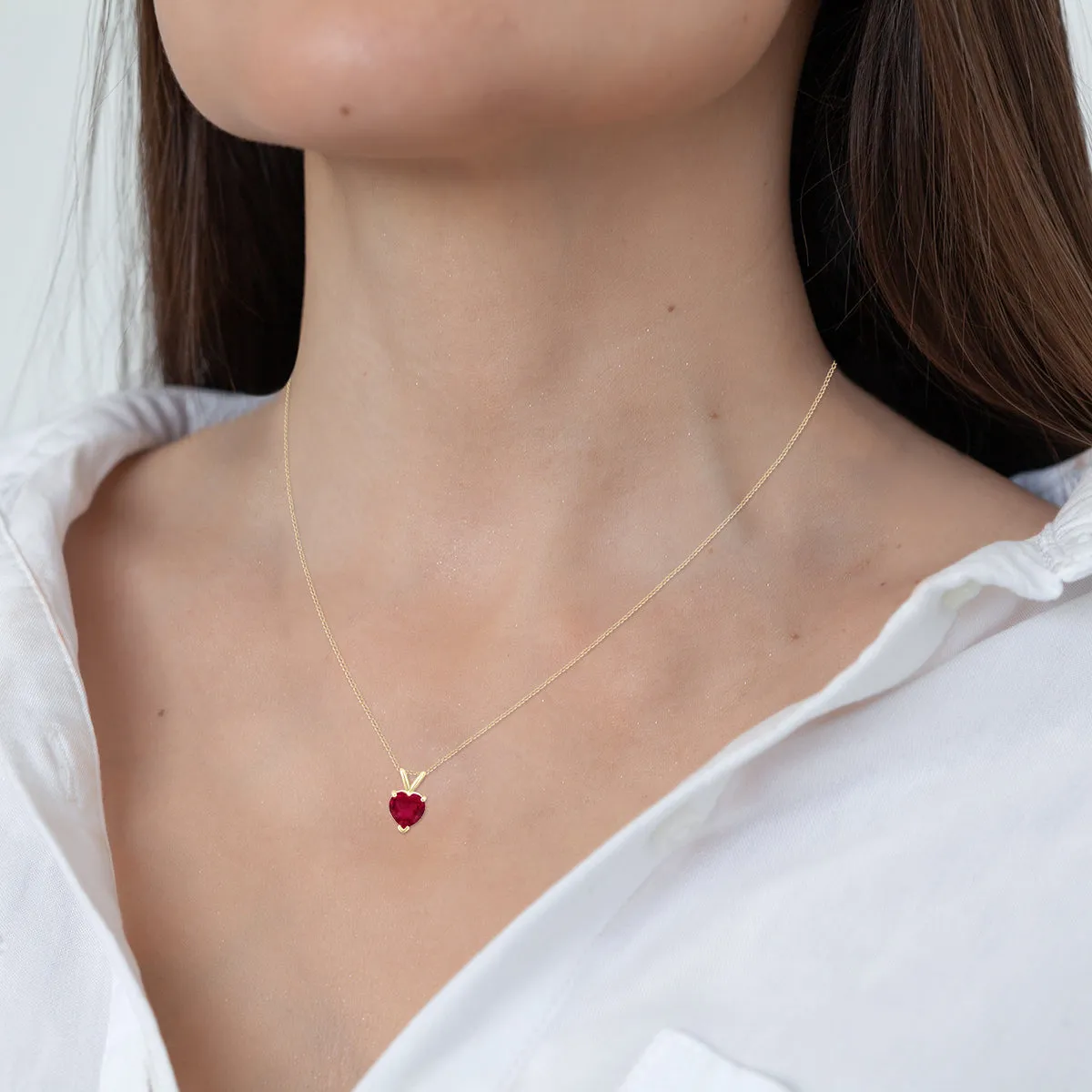 14K Yellow Gold 5Mm Heart Ruby Pendant