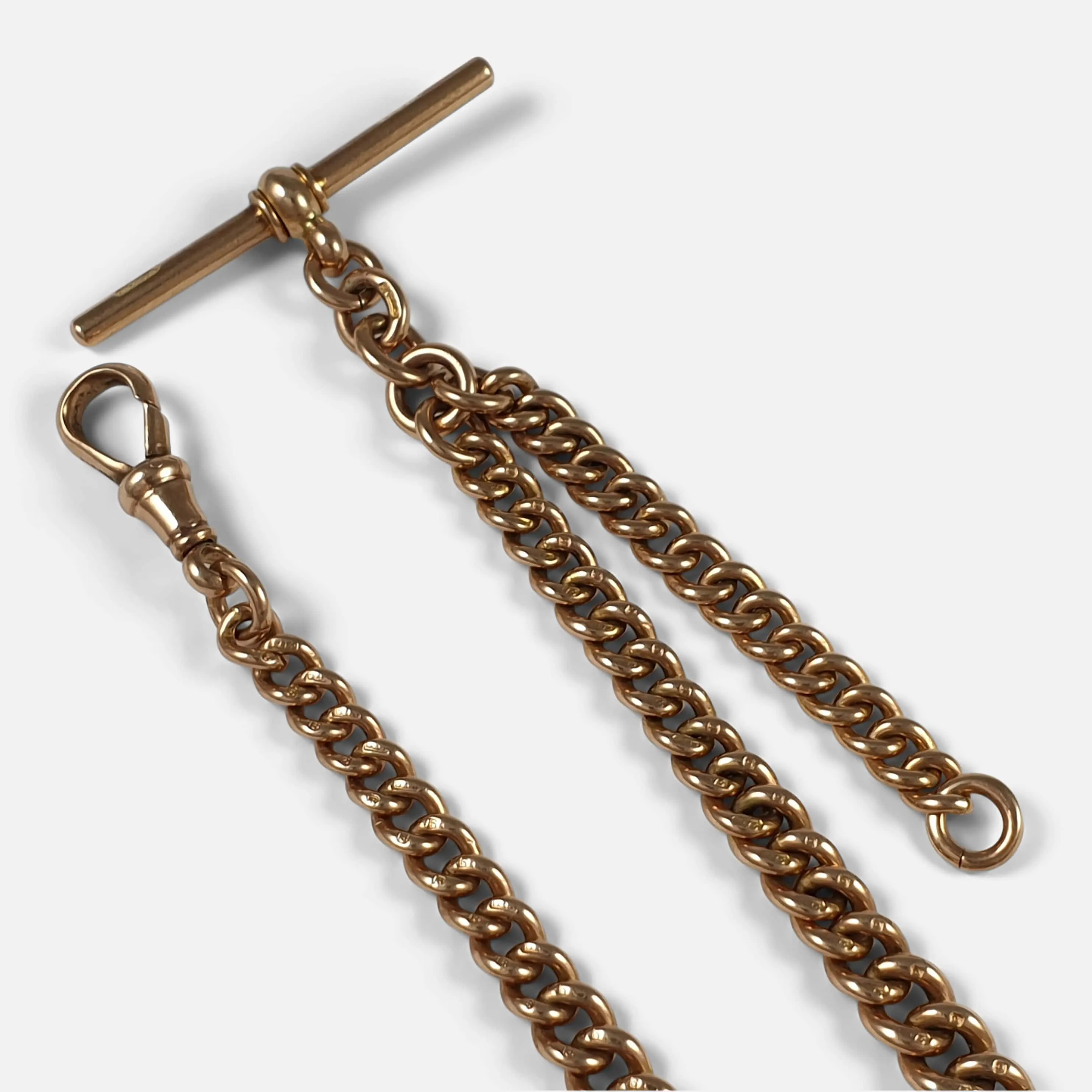 1920s 9ct Rose Gold Albert Watch Chain, 38.7 Grams