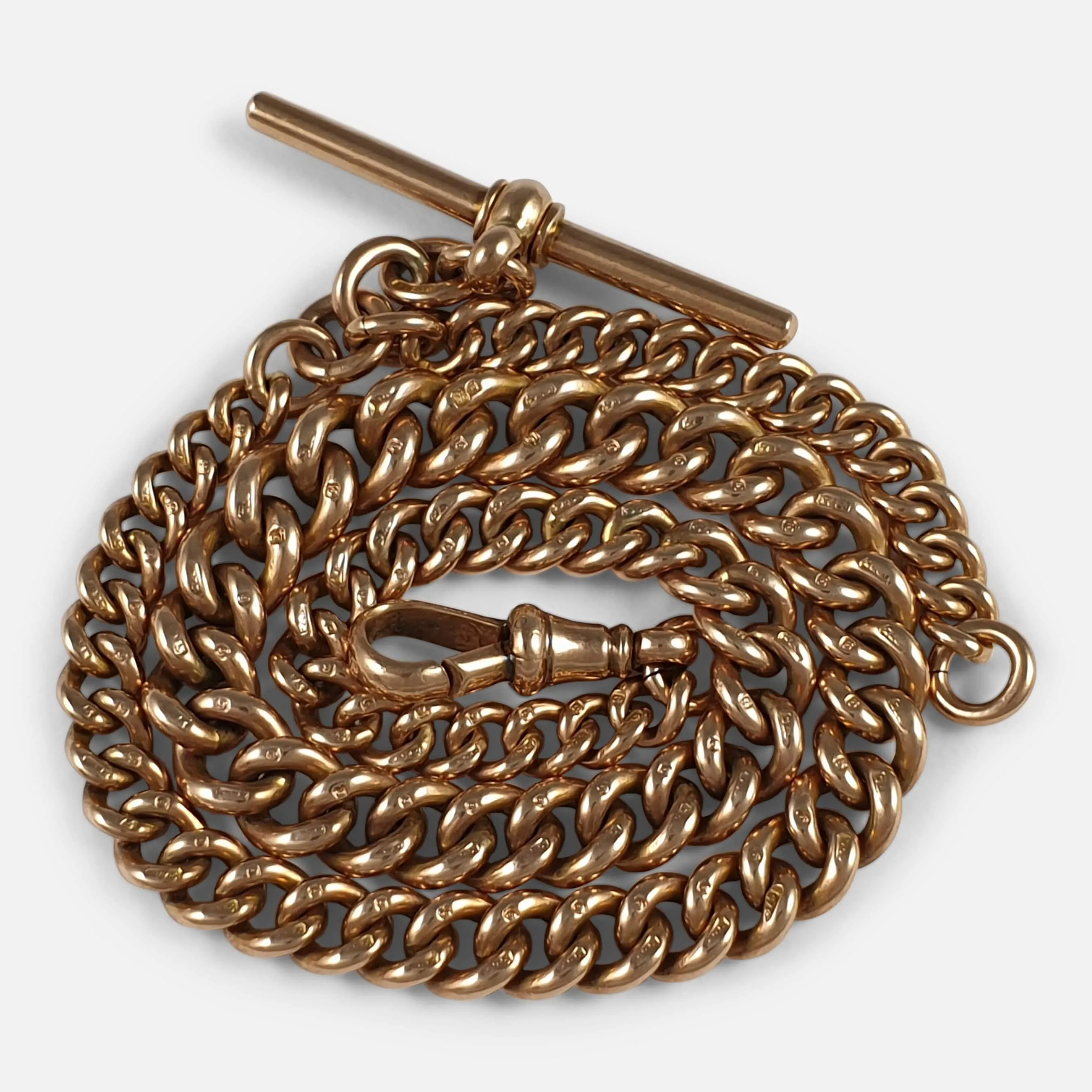 1920s 9ct Rose Gold Albert Watch Chain, 38.7 Grams
