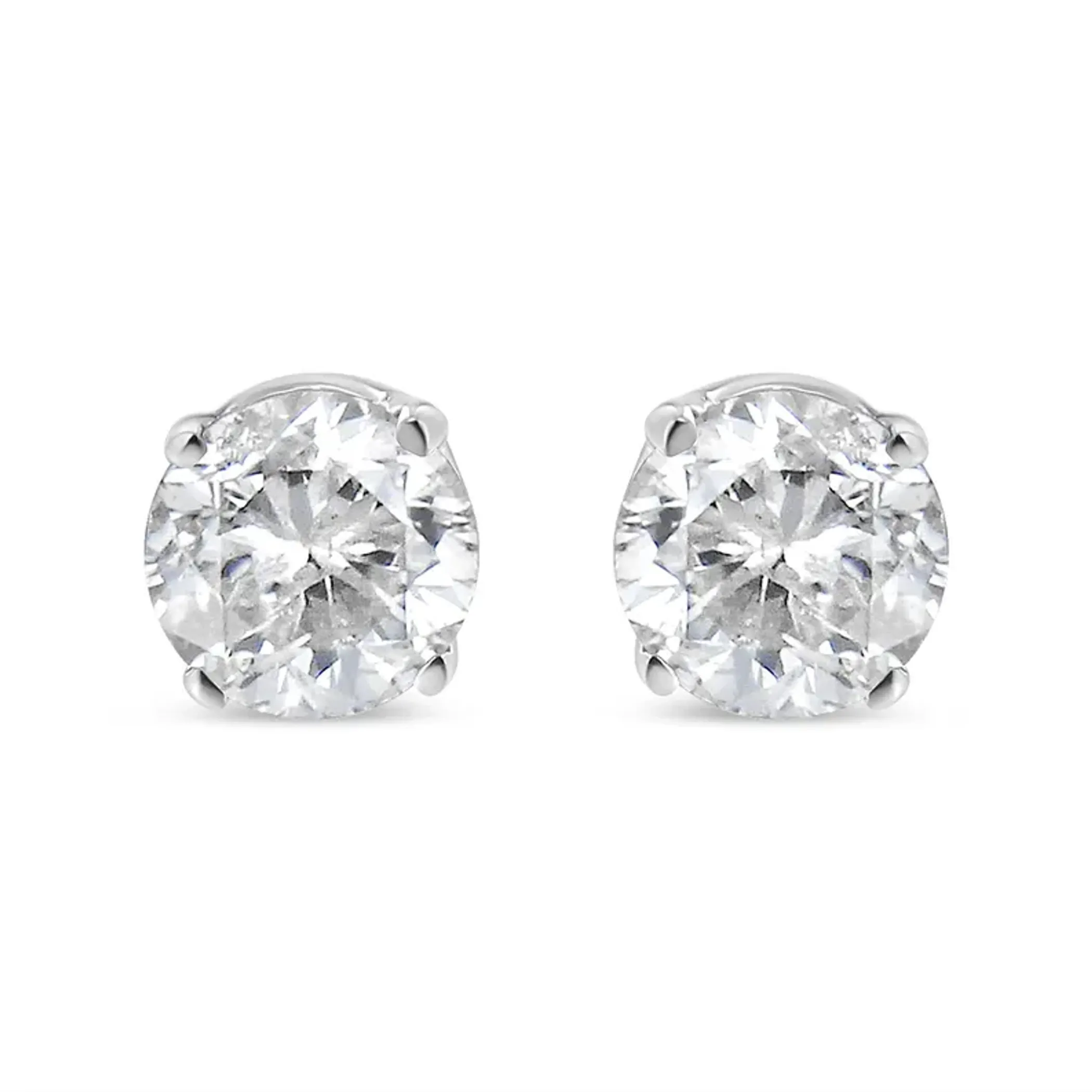 .925 Sterling Silver 3/8 Cttw Round Brilliant-Cut Diamond Classic 4-Prong Stud Earrings (I-J Color, I1-I2 Clarity)