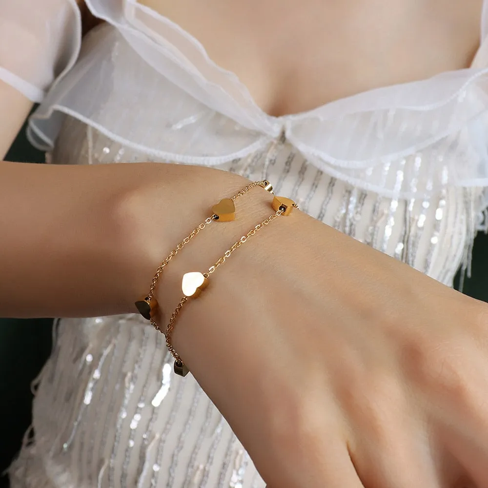 Adjustable Stainless Steel Bracelet with Double Layer Chains