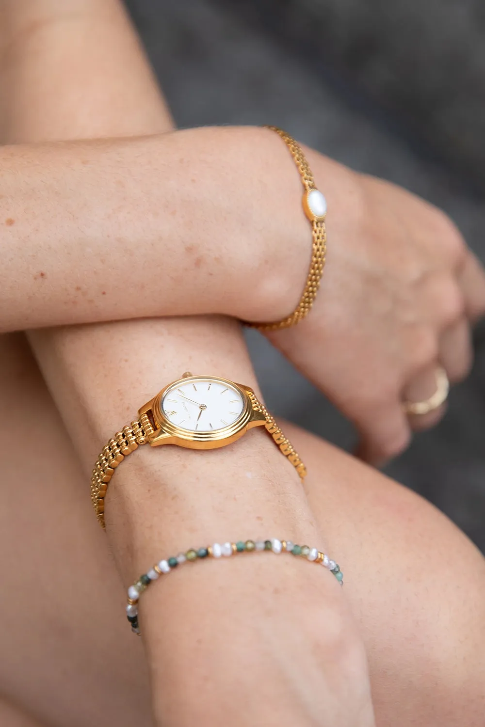 Amalfi Green Bead Bracelet 14K Gold Plated