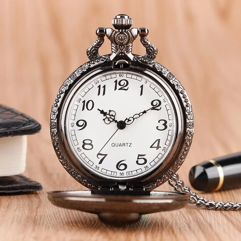 Black Steampunk Quartz Full Hunter Pocket Watch - Skull Star