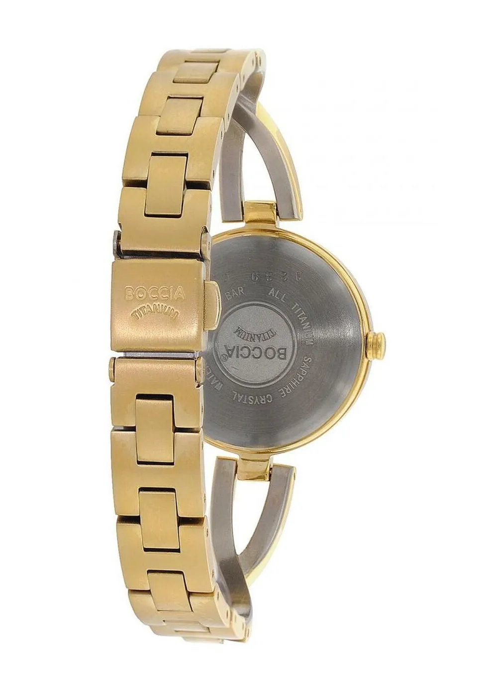 BOCCIA LADIES TITANIUM ROUND CROSS OVER BRACELET GOLD 3239-03