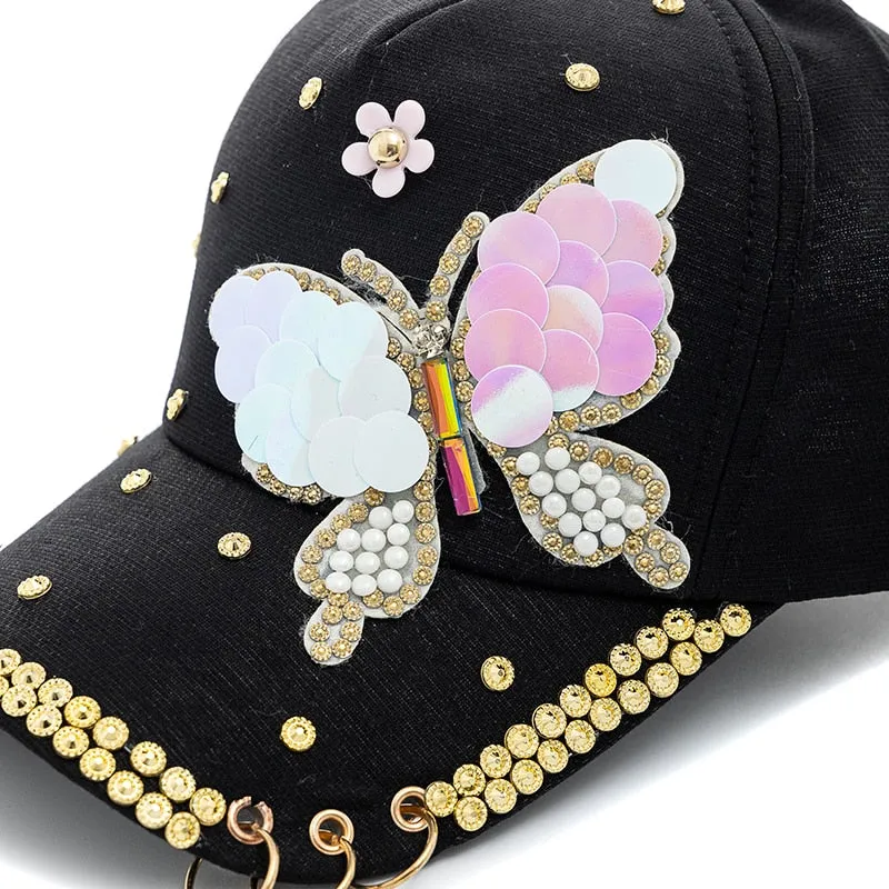 Caps For Women Bow Rhinestones Hoop Trim Design Baseball Cap Women Casual Adjustable Streetwear Outdoor Hats Dropshipping