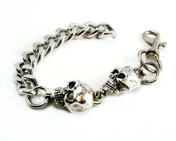 Cut Leash Bracelet with Stacked Skulls