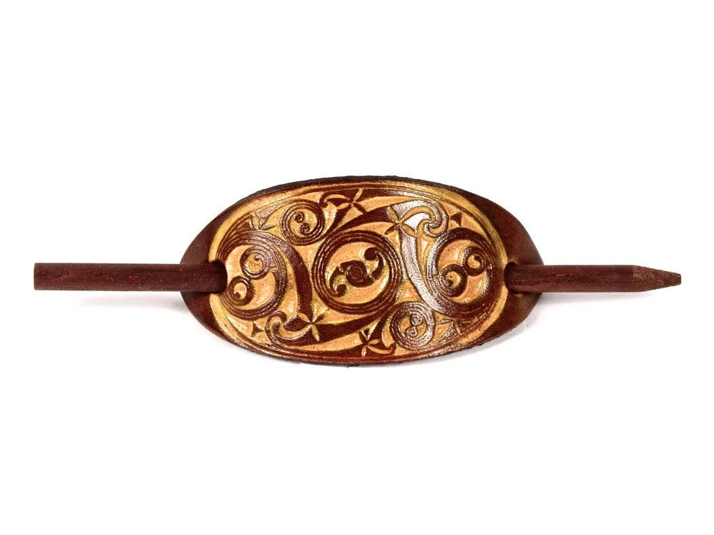 Gaelic Leather Hair Barrette
