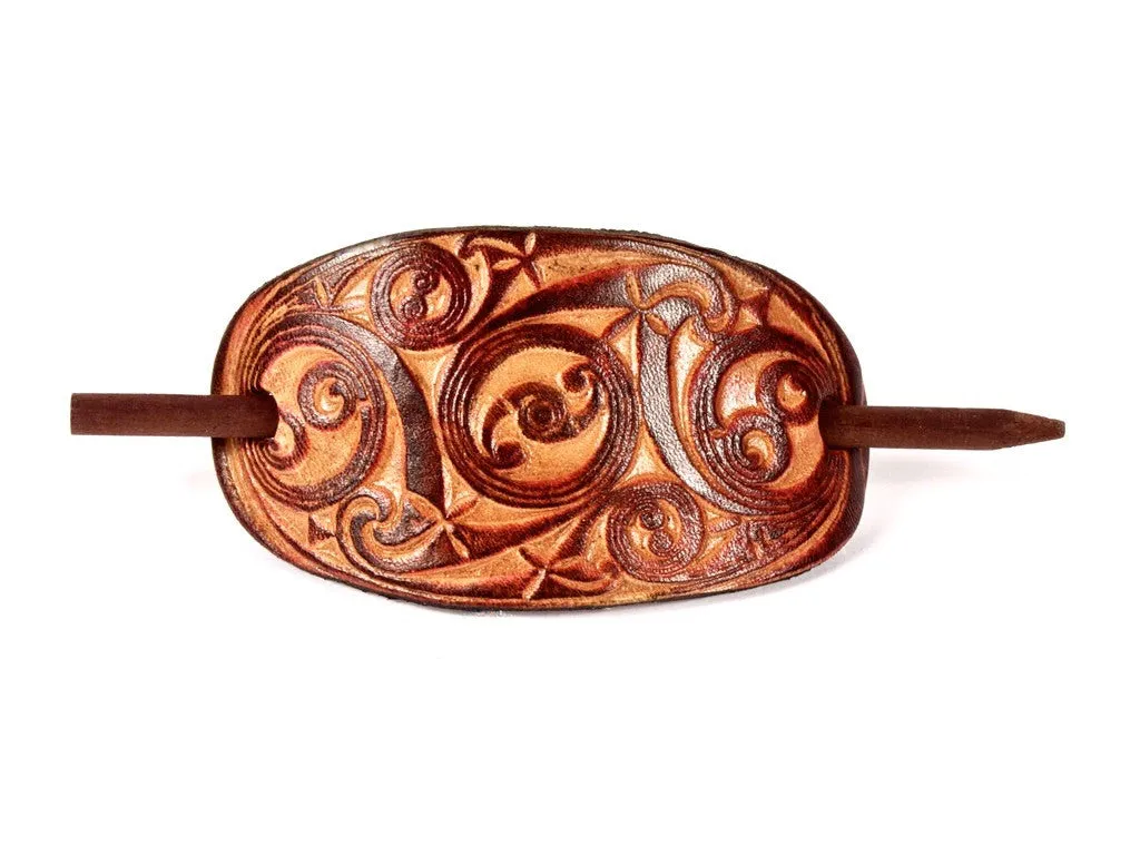 Gaelic Leather Hair Barrette