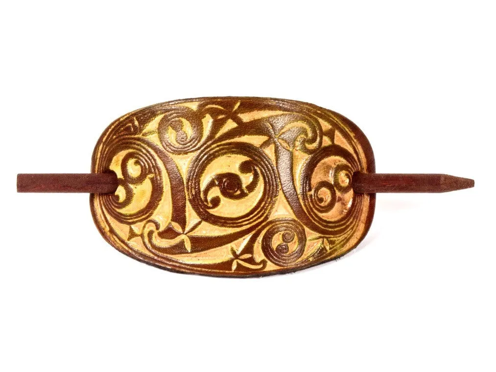 Gaelic Leather Hair Barrette