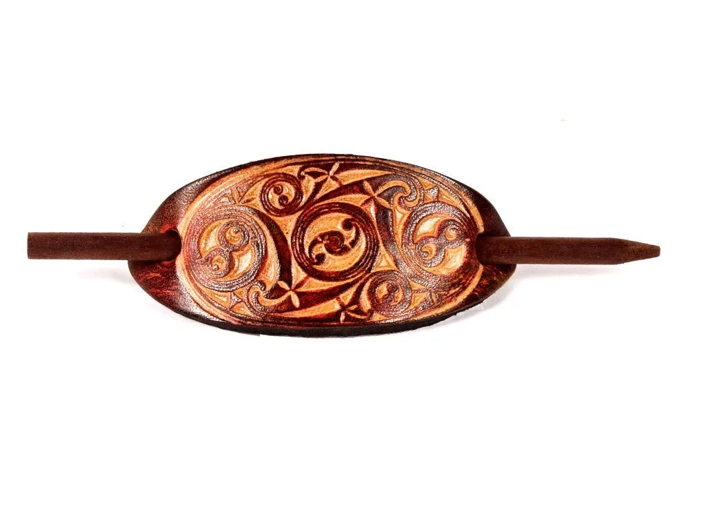 Gaelic Leather Hair Barrette