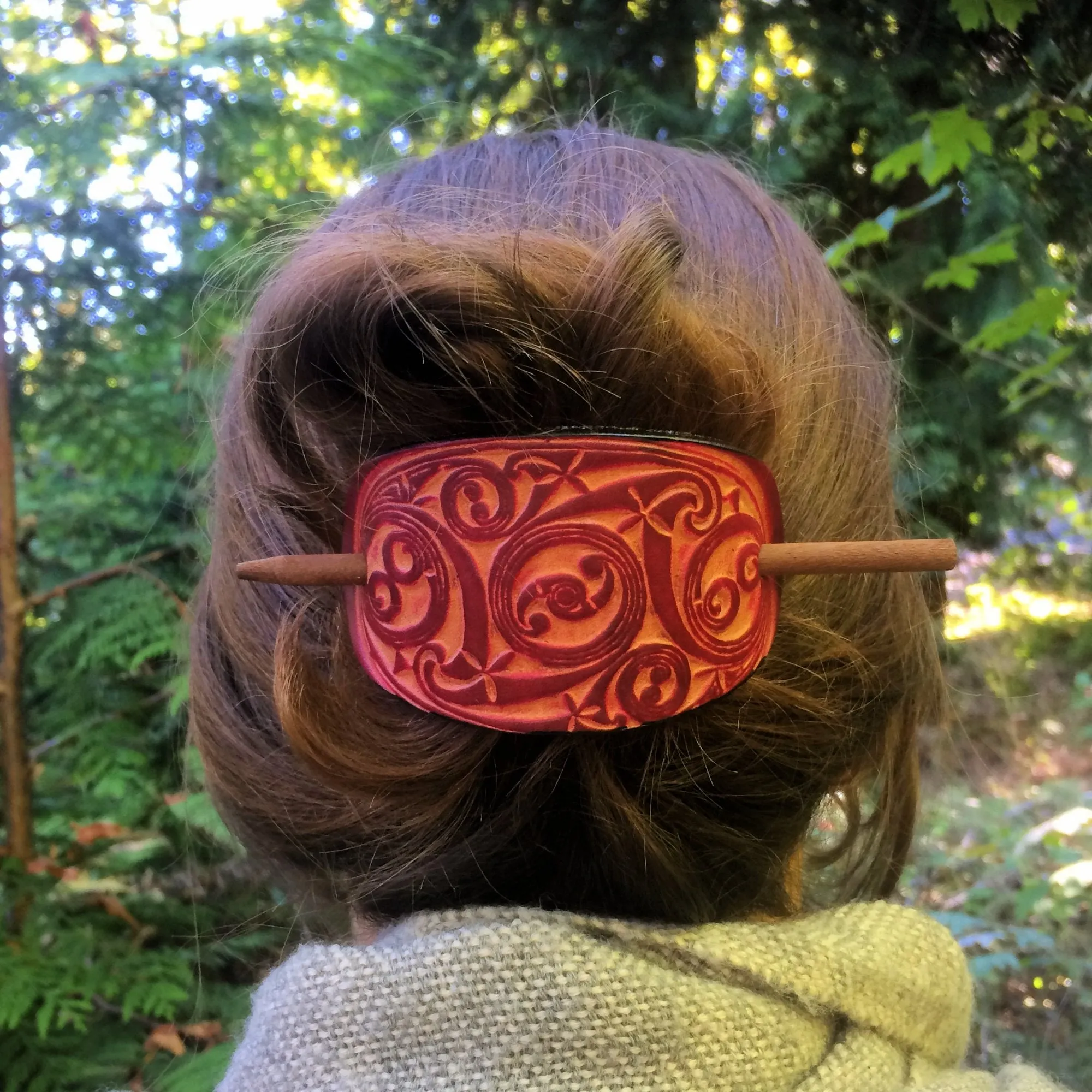 Gaelic Leather Hair Barrette