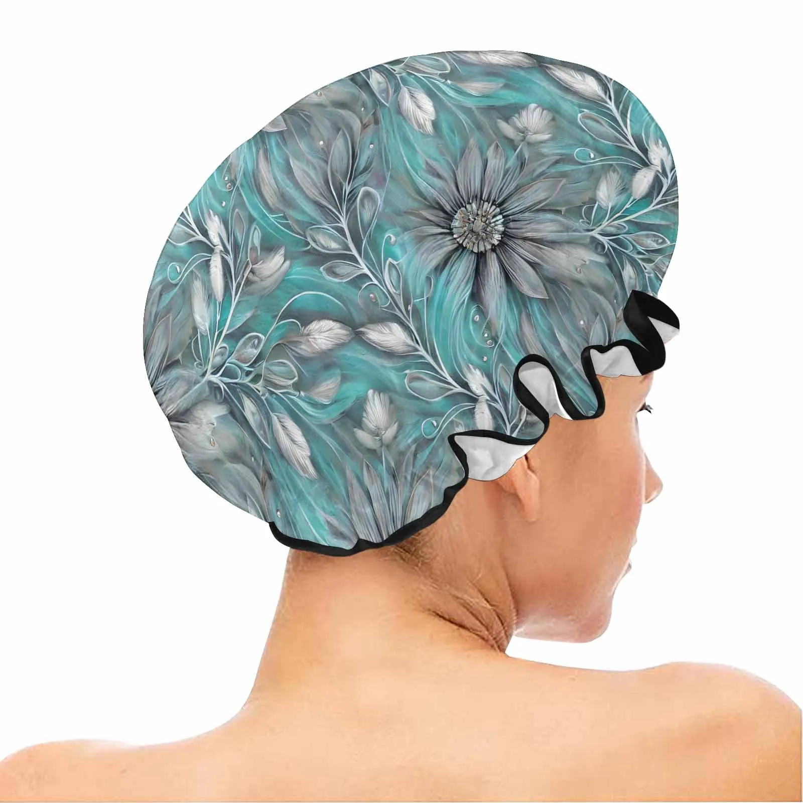 Green Elegant Floral 50  Shower Cap