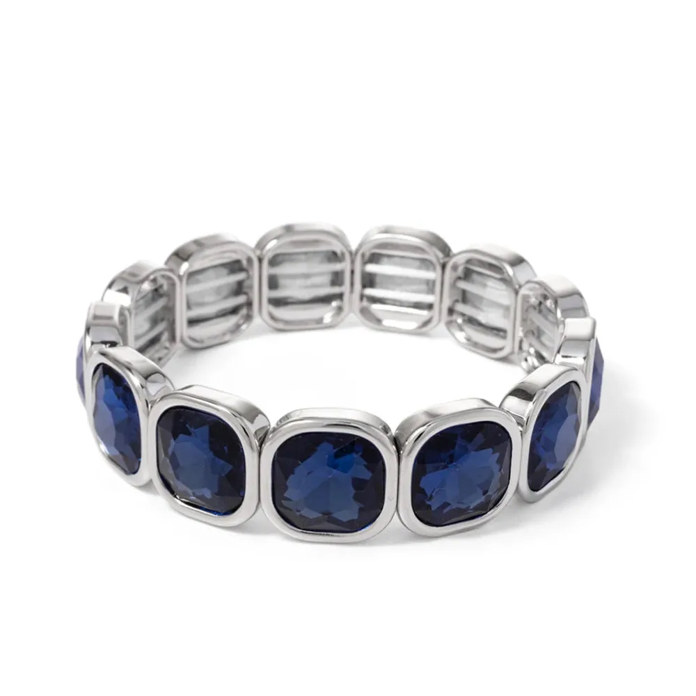 Handmade Bohemian Women's Tennis Bracelet - Square Shape Rhinestones Elastic Zircon Bangle Jewelry - Ideal Gift for Women