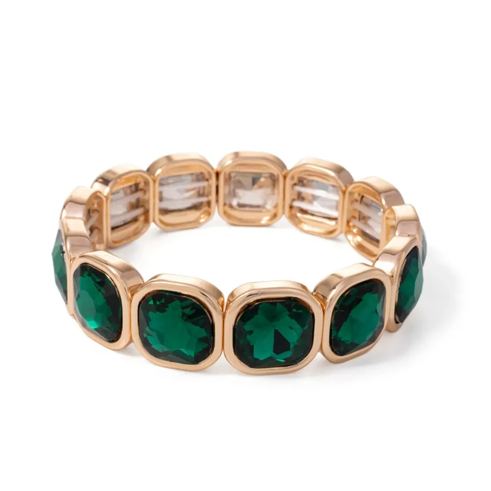Handmade Bohemian Women's Tennis Bracelet - Square Shape Rhinestones Elastic Zircon Bangle Jewelry - Ideal Gift for Women