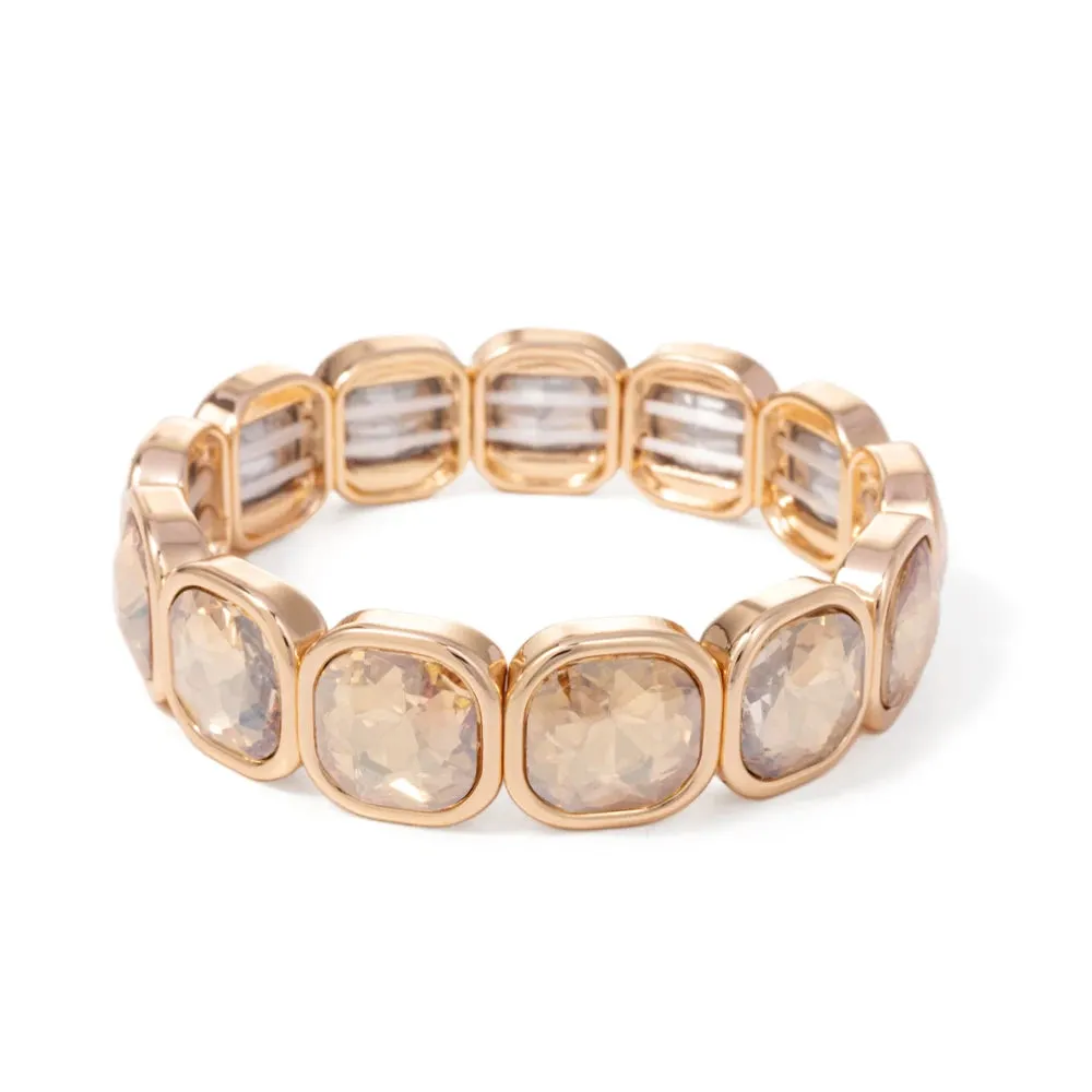 Handmade Bohemian Women's Tennis Bracelet - Square Shape Rhinestones Elastic Zircon Bangle Jewelry - Ideal Gift for Women