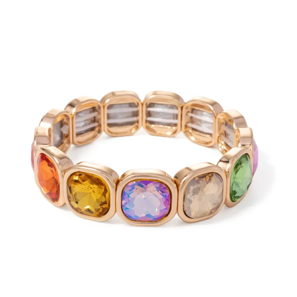 Handmade Bohemian Women's Tennis Bracelet - Square Shape Rhinestones Elastic Zircon Bangle Jewelry - Ideal Gift for Women