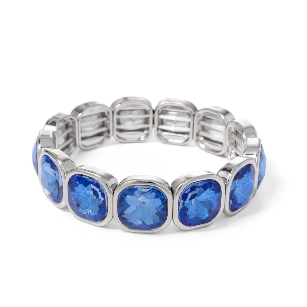 Handmade Bohemian Women's Tennis Bracelet - Square Shape Rhinestones Elastic Zircon Bangle Jewelry - Ideal Gift for Women