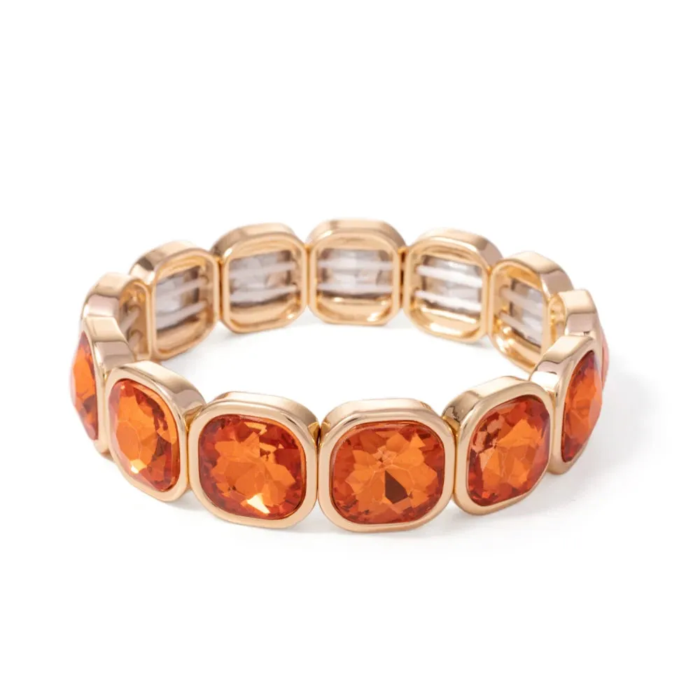 Handmade Bohemian Women's Tennis Bracelet - Square Shape Rhinestones Elastic Zircon Bangle Jewelry - Ideal Gift for Women