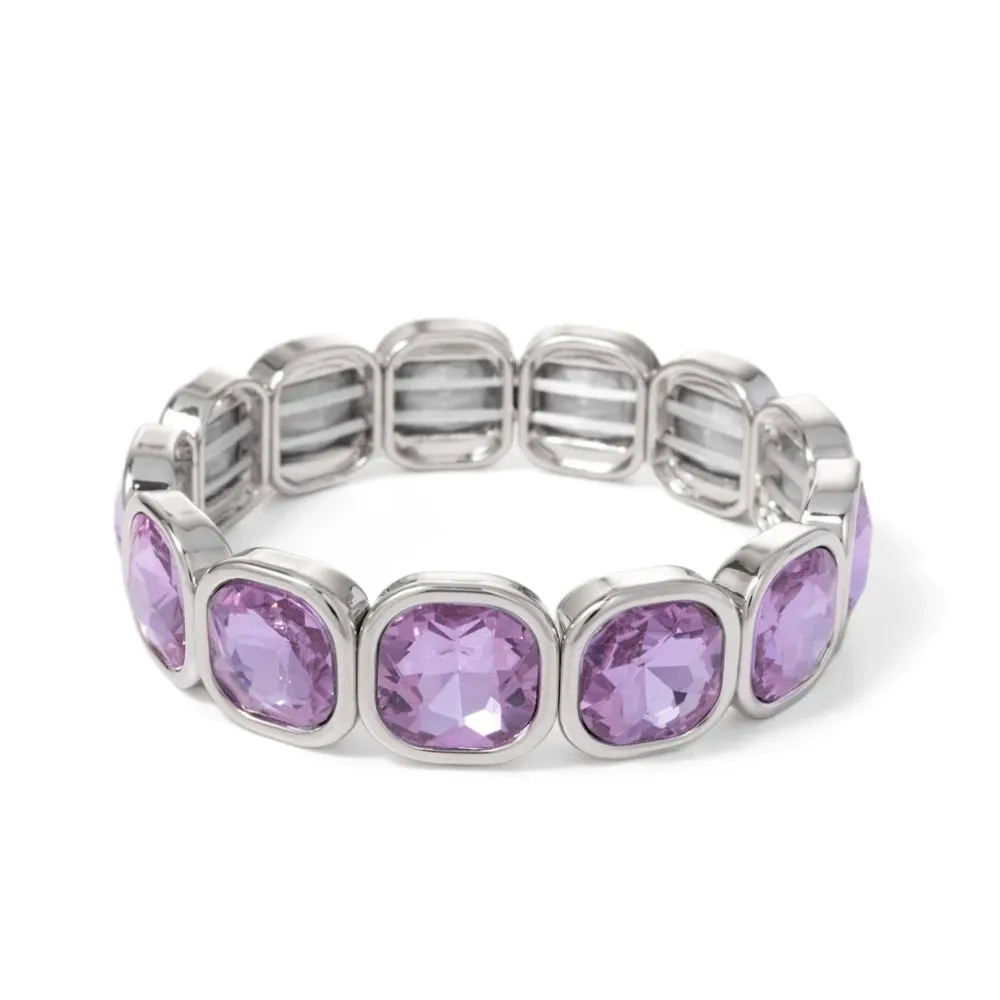 Handmade Bohemian Women's Tennis Bracelet - Square Shape Rhinestones Elastic Zircon Bangle Jewelry - Ideal Gift for Women