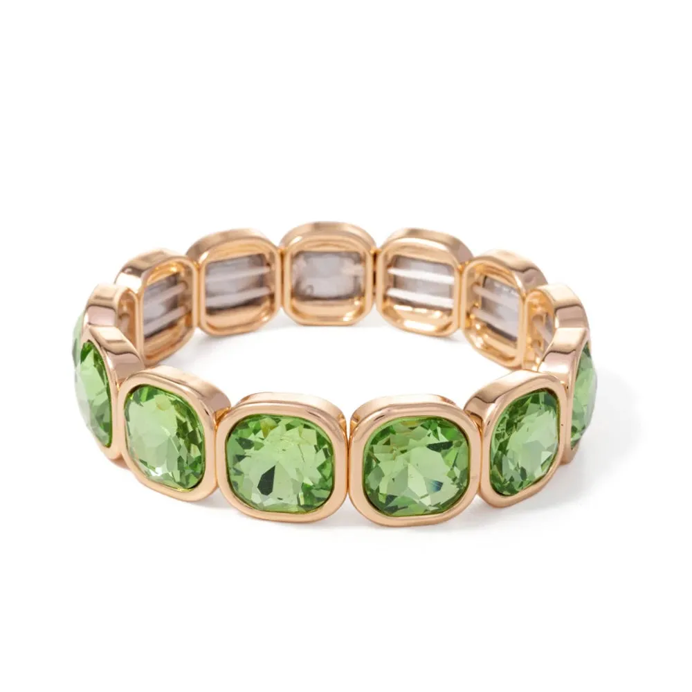 Handmade Bohemian Women's Tennis Bracelet - Square Shape Rhinestones Elastic Zircon Bangle Jewelry - Ideal Gift for Women