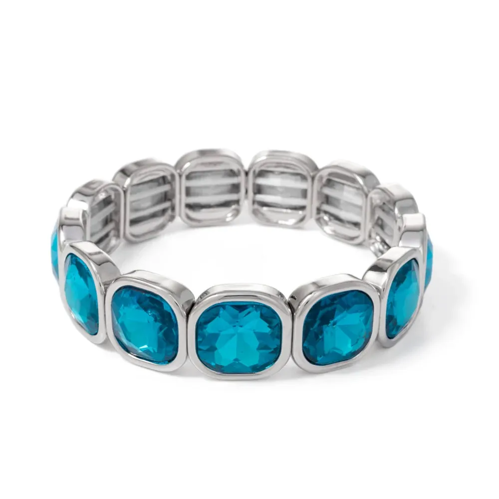 Handmade Bohemian Women's Tennis Bracelet - Square Shape Rhinestones Elastic Zircon Bangle Jewelry - Ideal Gift for Women