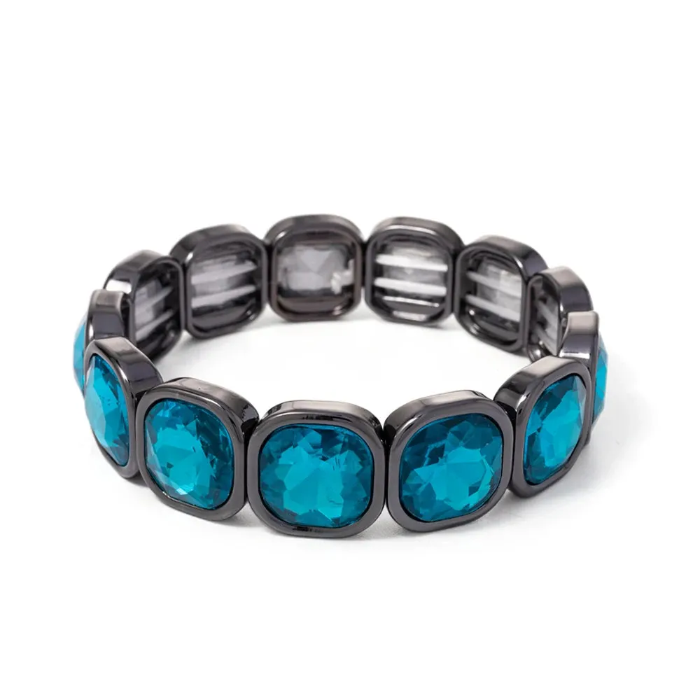 Handmade Bohemian Women's Tennis Bracelet - Square Shape Rhinestones Elastic Zircon Bangle Jewelry - Ideal Gift for Women