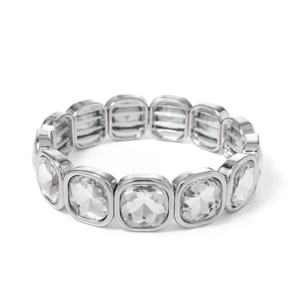 Handmade Bohemian Women's Tennis Bracelet - Square Shape Rhinestones Elastic Zircon Bangle Jewelry - Ideal Gift for Women