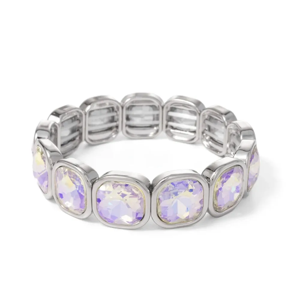 Handmade Bohemian Women's Tennis Bracelet - Square Shape Rhinestones Elastic Zircon Bangle Jewelry - Ideal Gift for Women