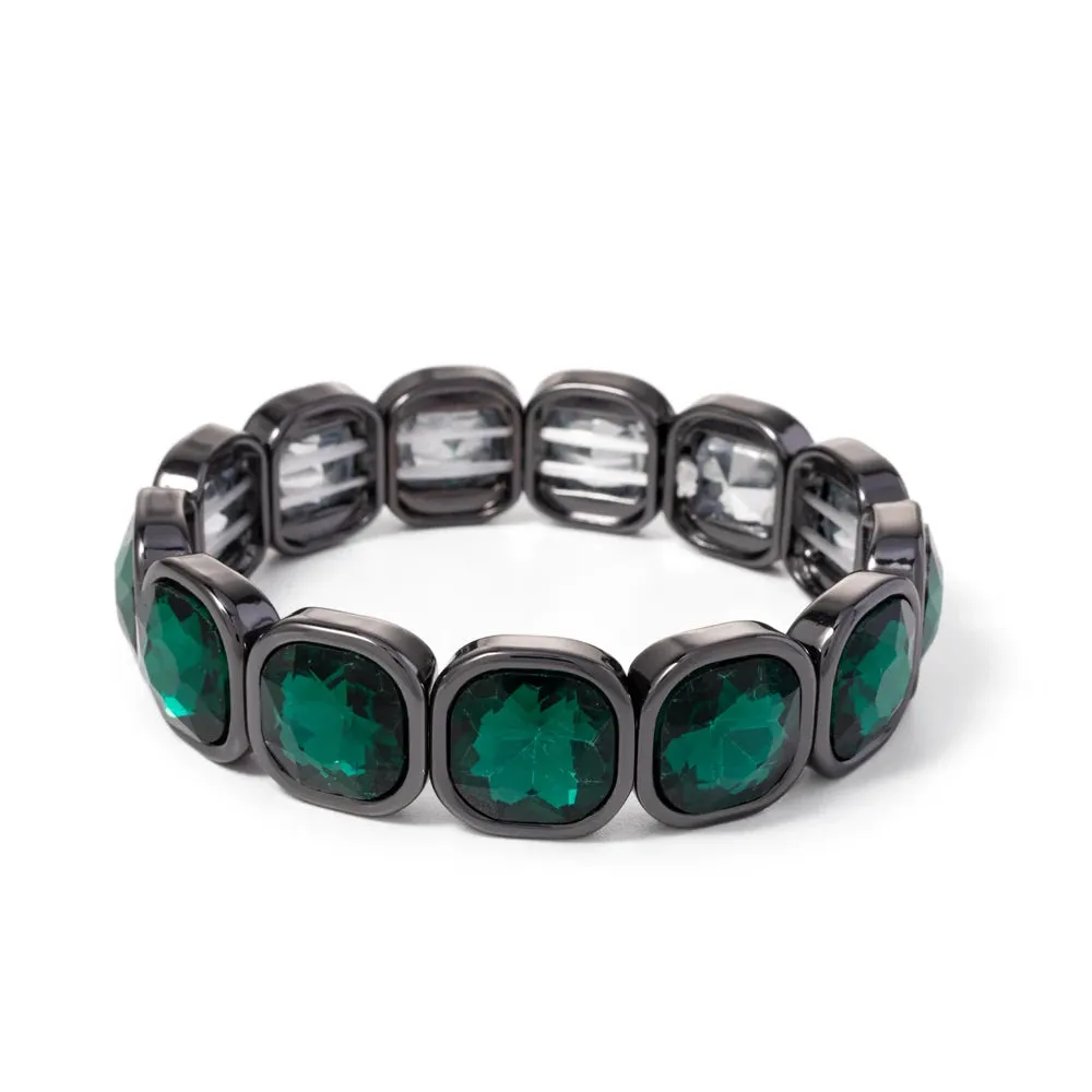 Handmade Bohemian Women's Tennis Bracelet - Square Shape Rhinestones Elastic Zircon Bangle Jewelry - Ideal Gift for Women