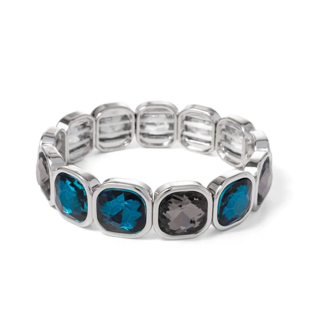 Handmade Bohemian Women's Tennis Bracelet - Square Shape Rhinestones Elastic Zircon Bangle Jewelry - Ideal Gift for Women