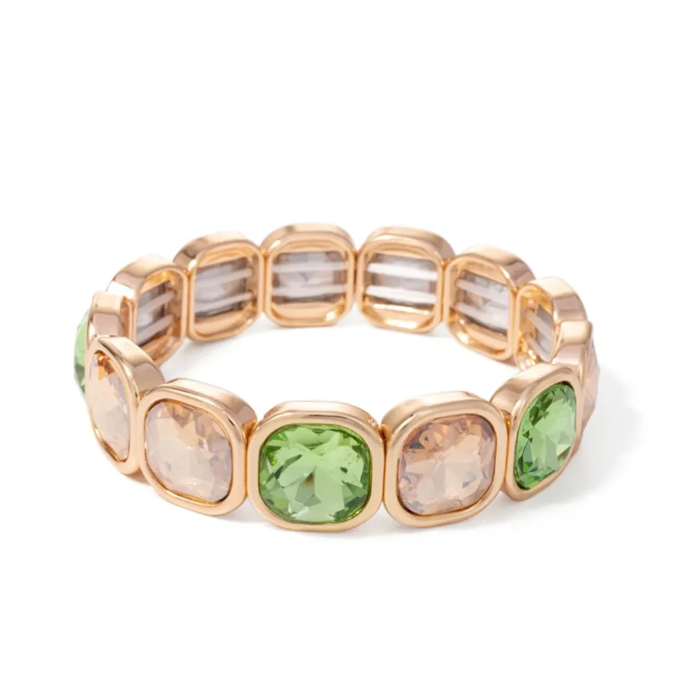 Handmade Bohemian Women's Tennis Bracelet - Square Shape Rhinestones Elastic Zircon Bangle Jewelry - Ideal Gift for Women
