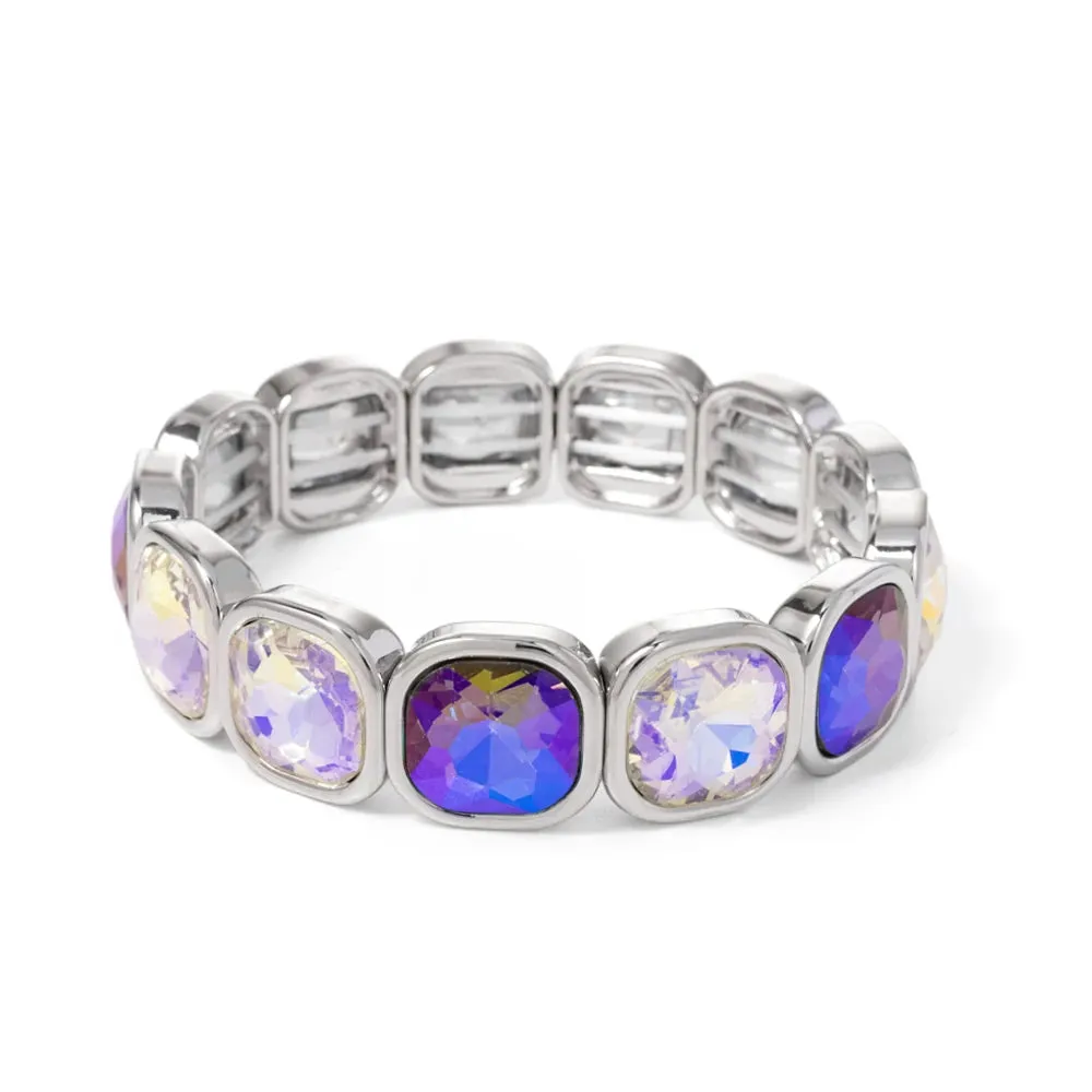 Handmade Bohemian Women's Tennis Bracelet - Square Shape Rhinestones Elastic Zircon Bangle Jewelry - Ideal Gift for Women
