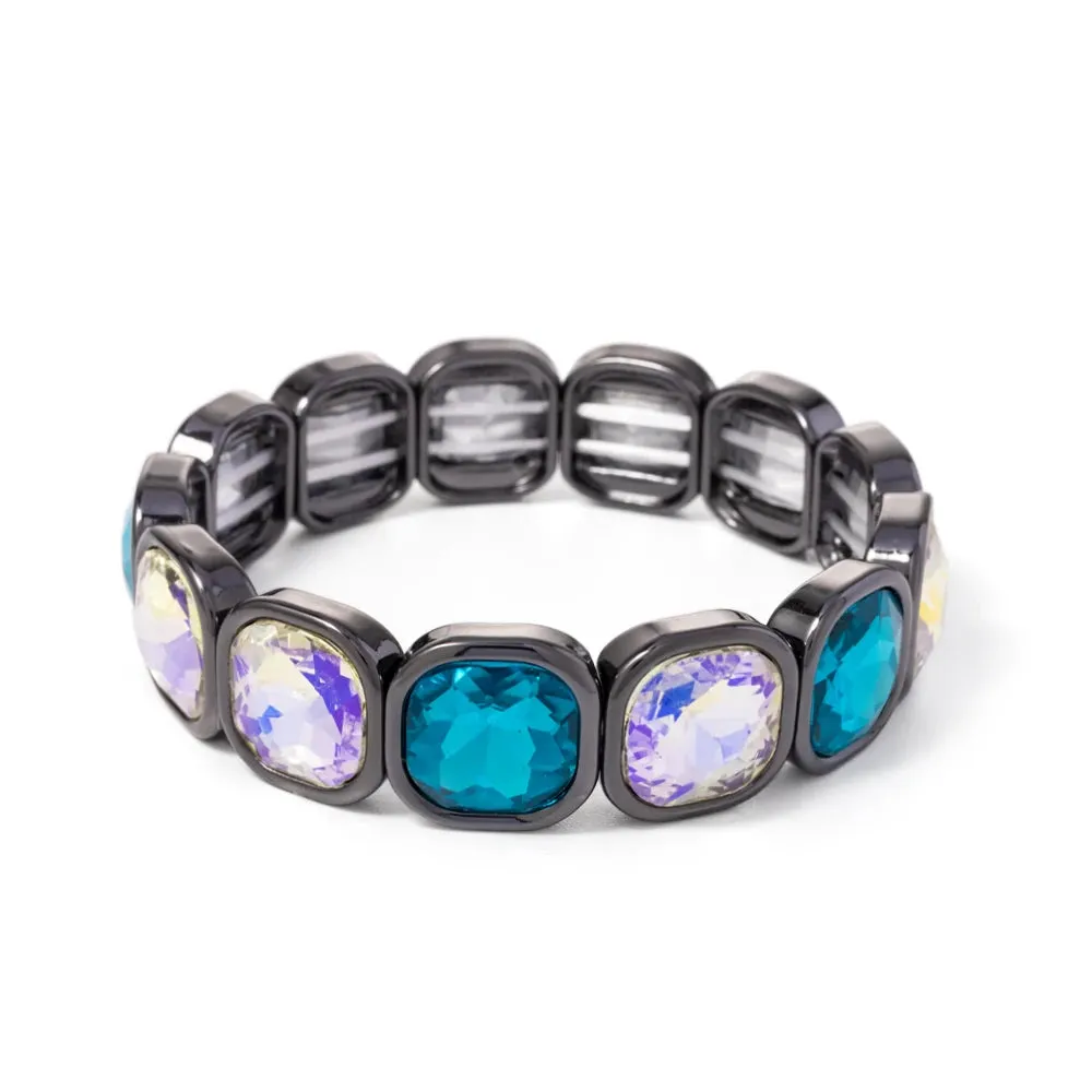 Handmade Bohemian Women's Tennis Bracelet - Square Shape Rhinestones Elastic Zircon Bangle Jewelry - Ideal Gift for Women