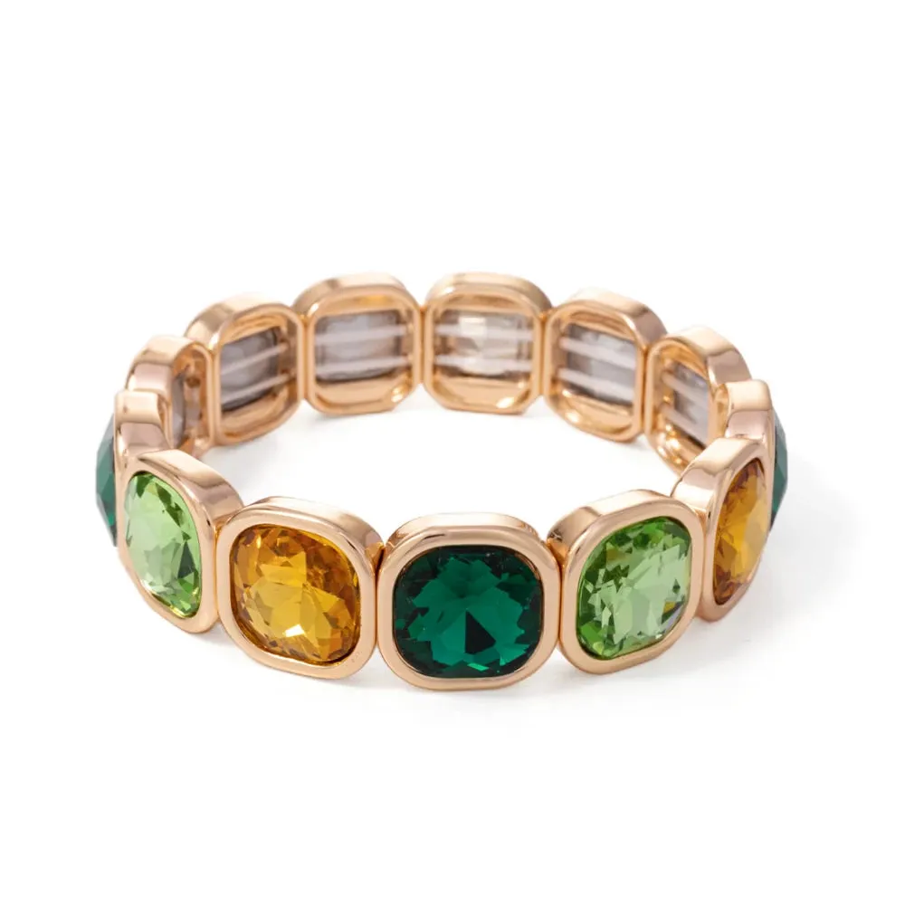 Handmade Bohemian Women's Tennis Bracelet - Square Shape Rhinestones Elastic Zircon Bangle Jewelry - Ideal Gift for Women