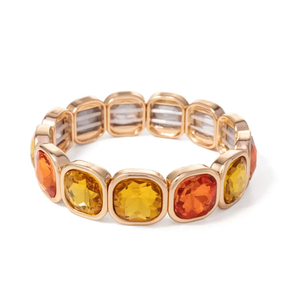 Handmade Bohemian Women's Tennis Bracelet - Square Shape Rhinestones Elastic Zircon Bangle Jewelry - Ideal Gift for Women