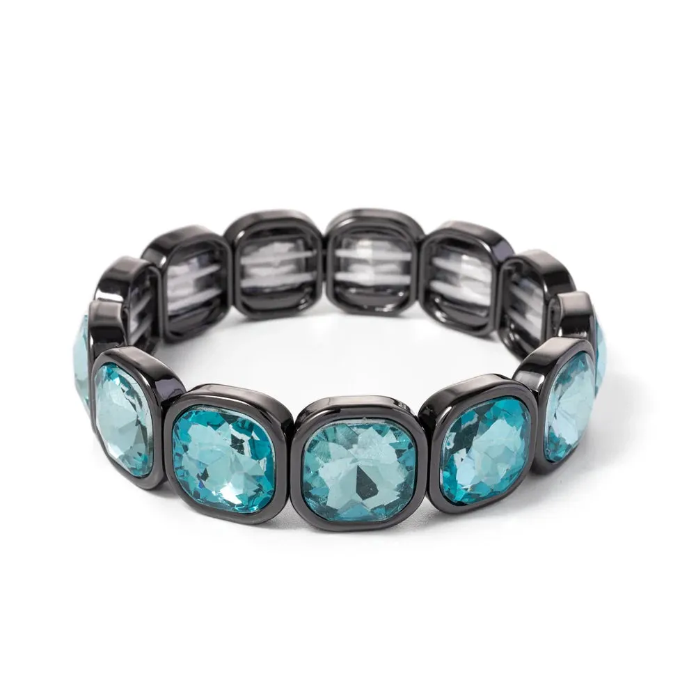 Handmade Bohemian Women's Tennis Bracelet - Square Shape Rhinestones Elastic Zircon Bangle Jewelry - Ideal Gift for Women
