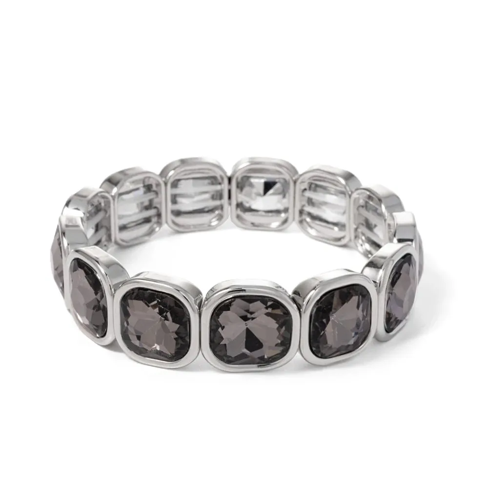 Handmade Bohemian Women's Tennis Bracelet - Square Shape Rhinestones Elastic Zircon Bangle Jewelry - Ideal Gift for Women