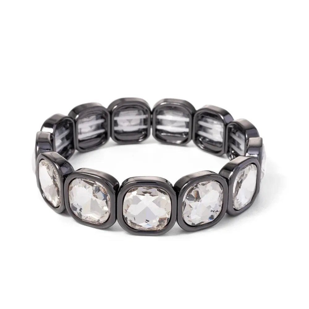 Handmade Bohemian Women's Tennis Bracelet - Square Shape Rhinestones Elastic Zircon Bangle Jewelry - Ideal Gift for Women