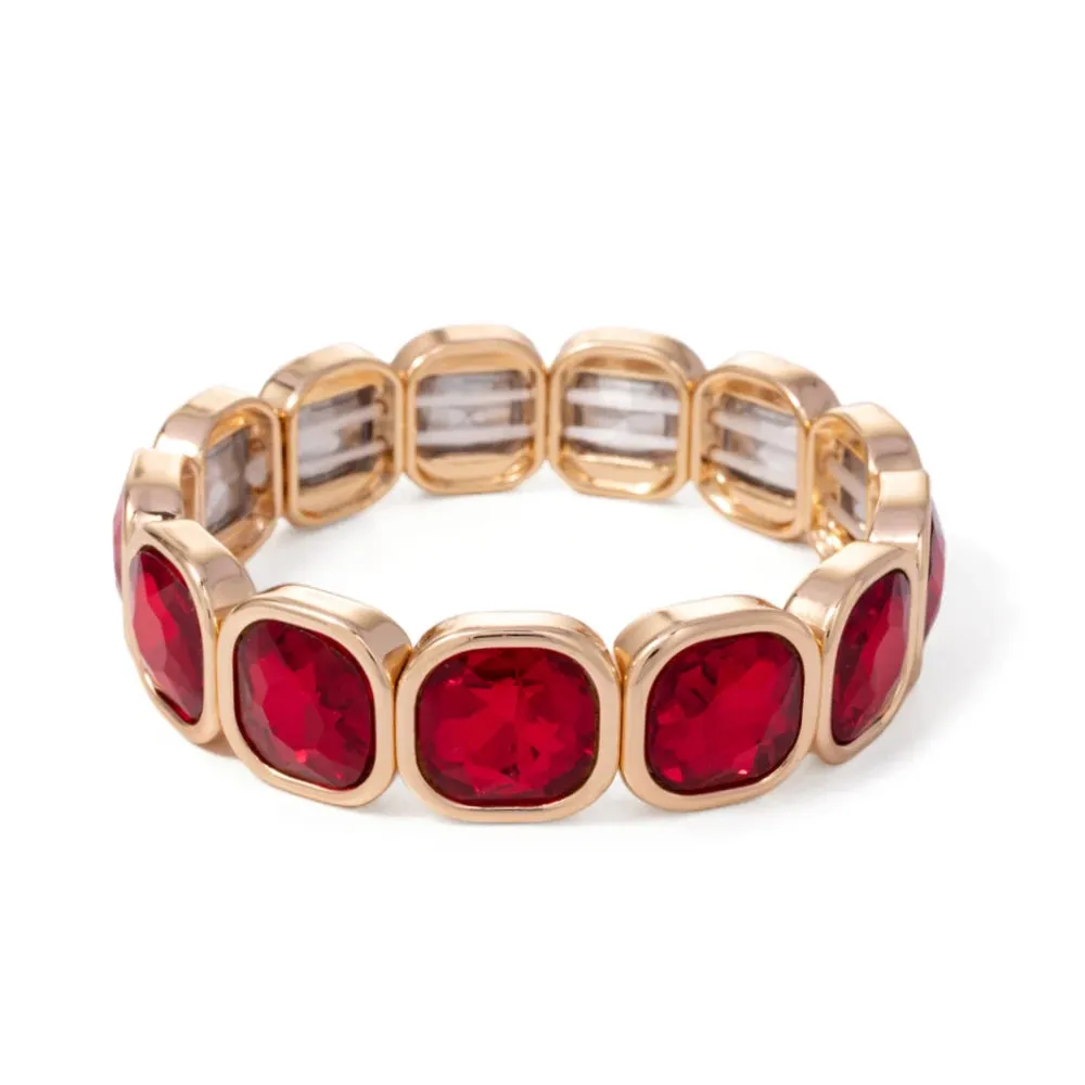 Handmade Bohemian Women's Tennis Bracelet - Square Shape Rhinestones Elastic Zircon Bangle Jewelry - Ideal Gift for Women