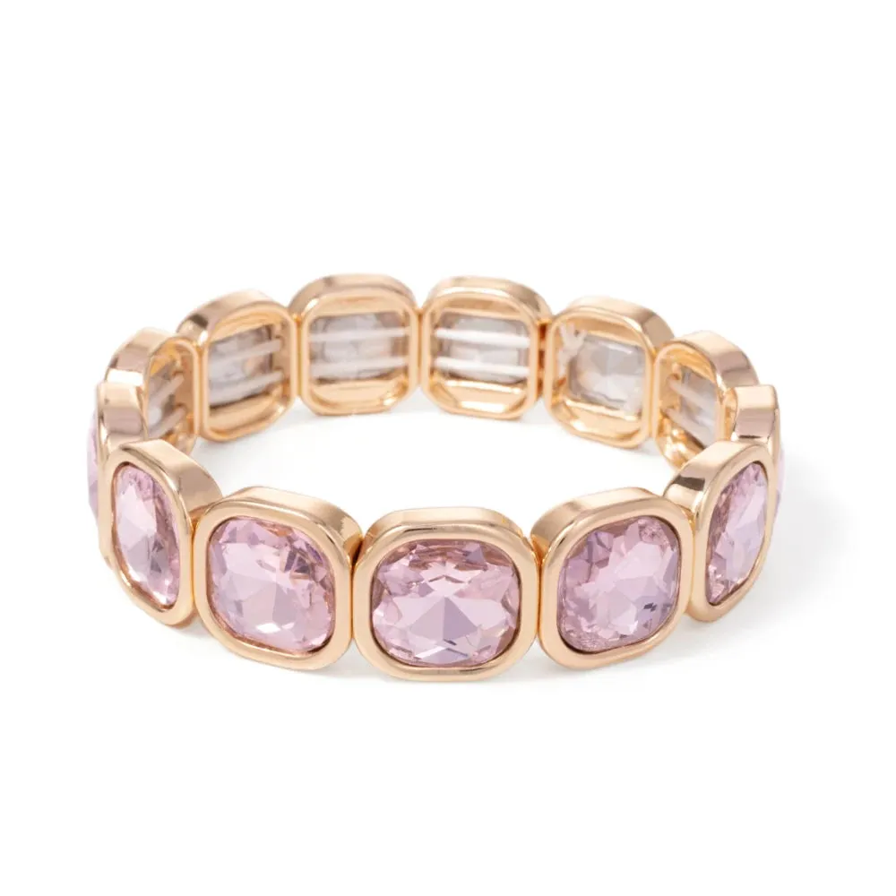 Handmade Bohemian Women's Tennis Bracelet - Square Shape Rhinestones Elastic Zircon Bangle Jewelry - Ideal Gift for Women