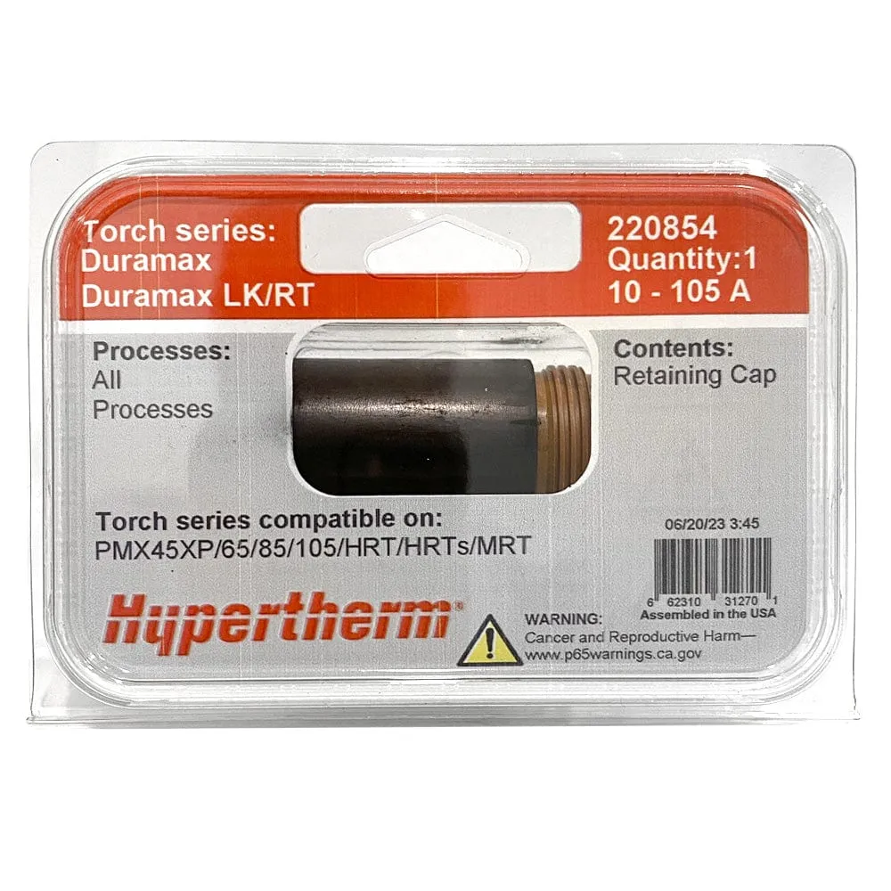 HYPERTHERM 220854 Retaining Cap 10-105 AMP
