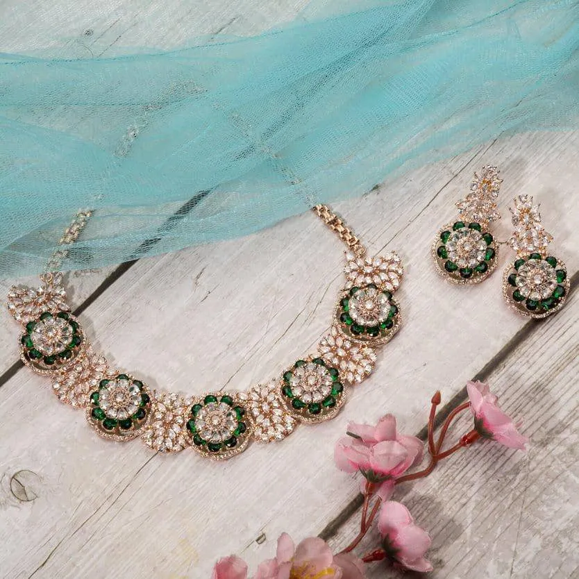 Jamila - American Diamond Necklace Set with Earrings