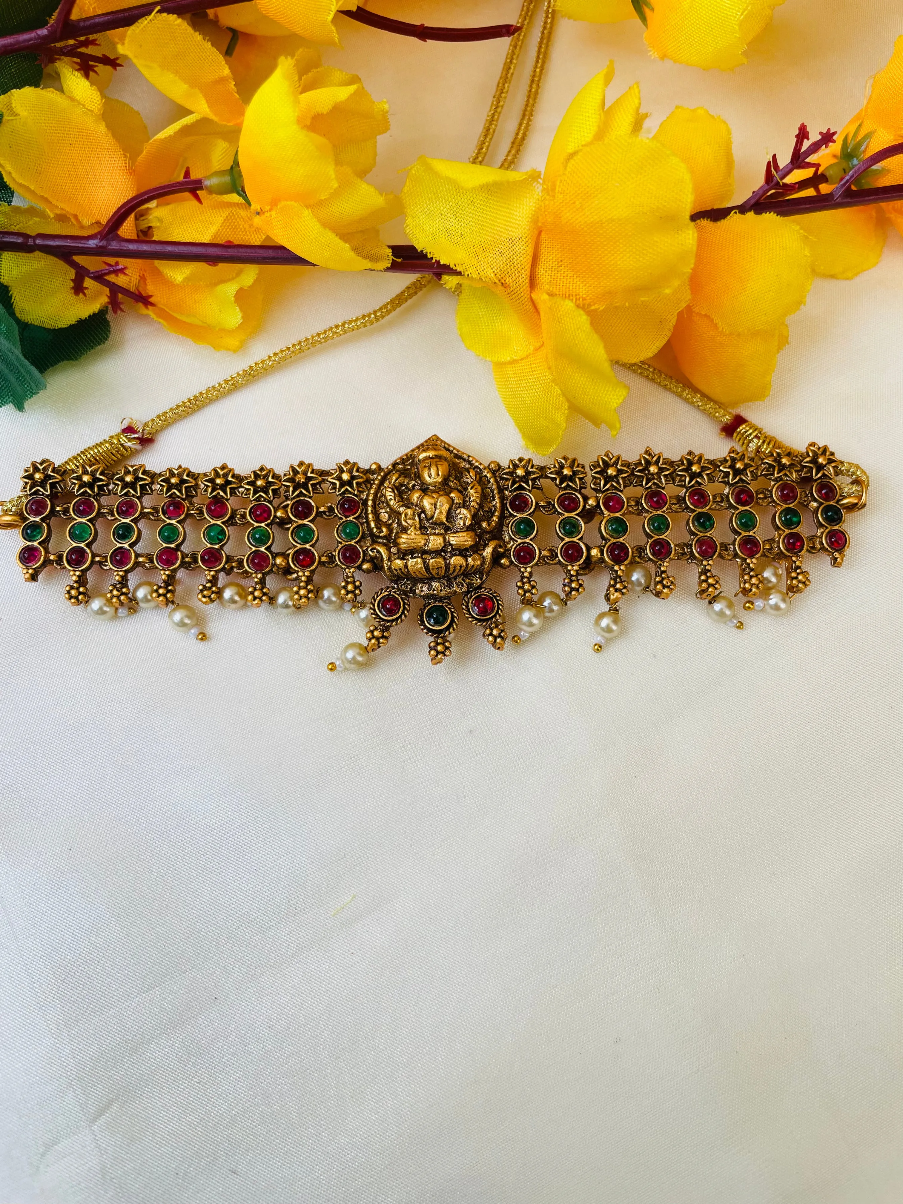 Lakshmi white hanging choker