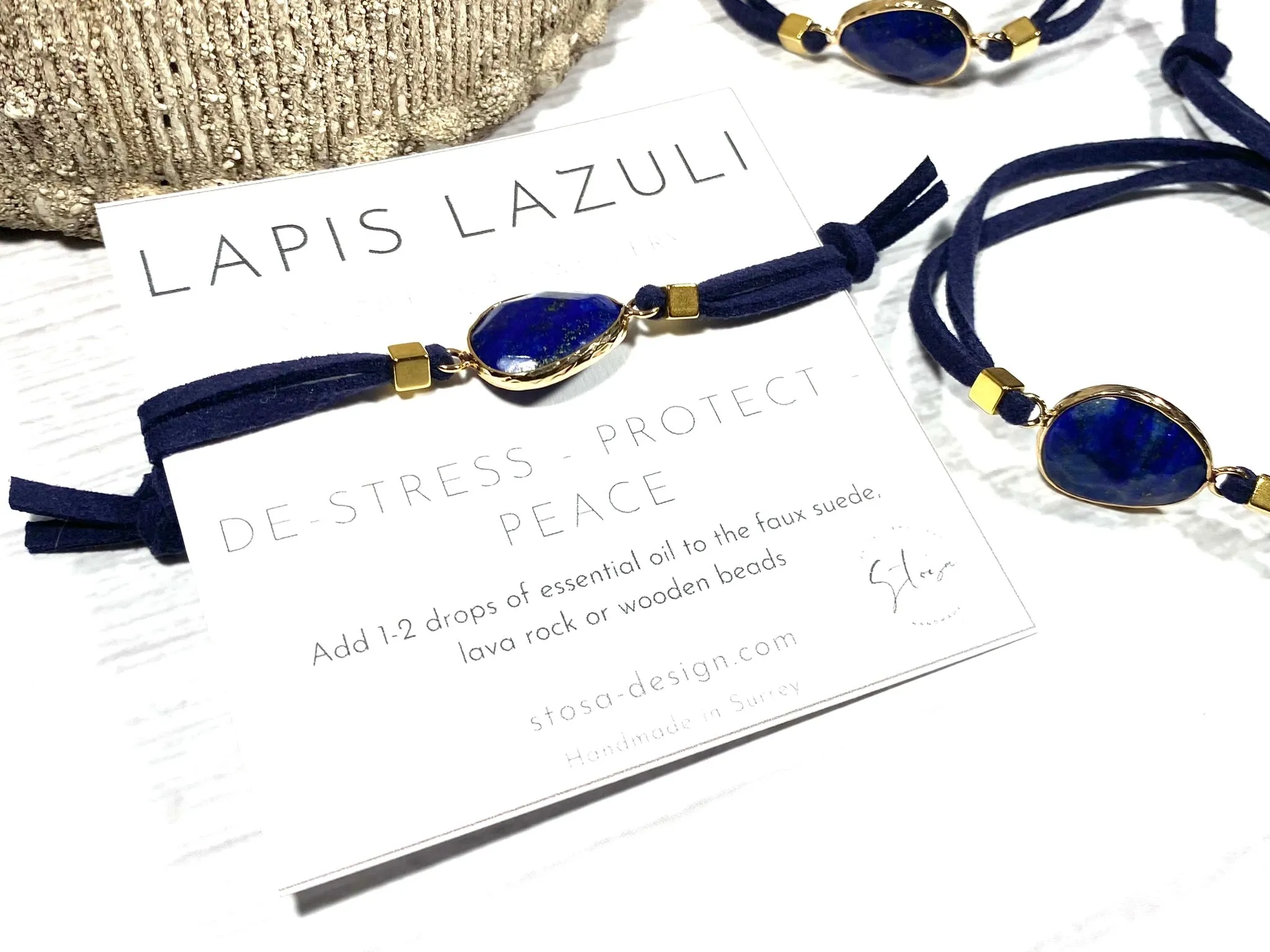 Lapis Lazuli Suede Crystal Diffuser Bracelet