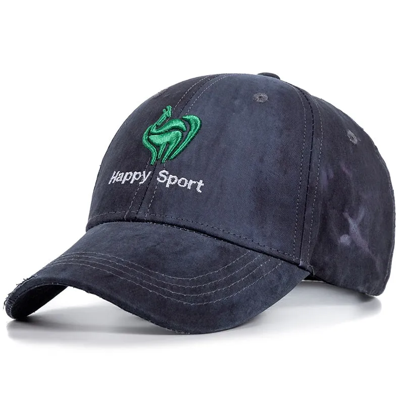 Men's Cotton Baseball Cap Green Big Cock Embroidery Summer Hats For Men Happy Sport Outdoor Hole Edging Caps