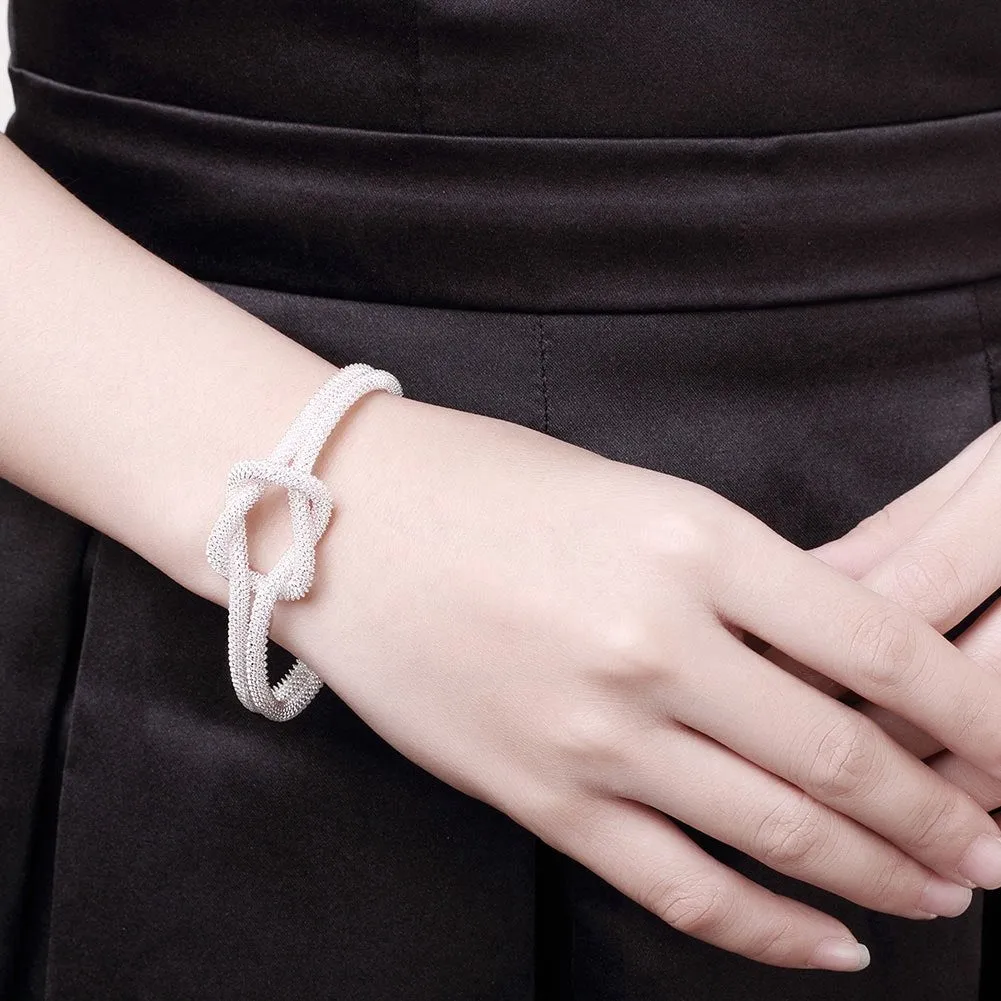 Meshy Love Knot Cuff Bracelet in Silver or Gold for Women
