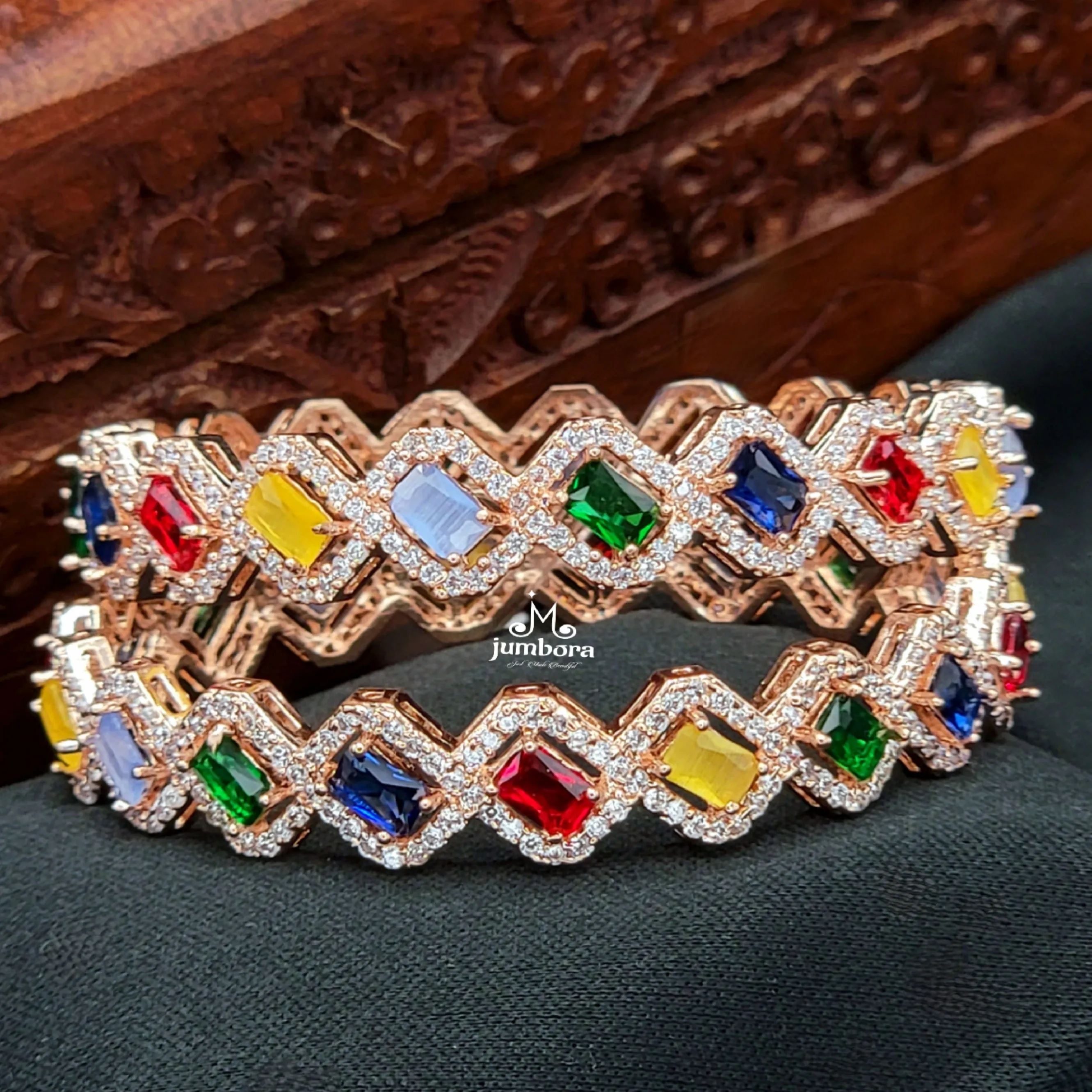 Multicolor Rose Gold AD Zircon (CZ) Bangle