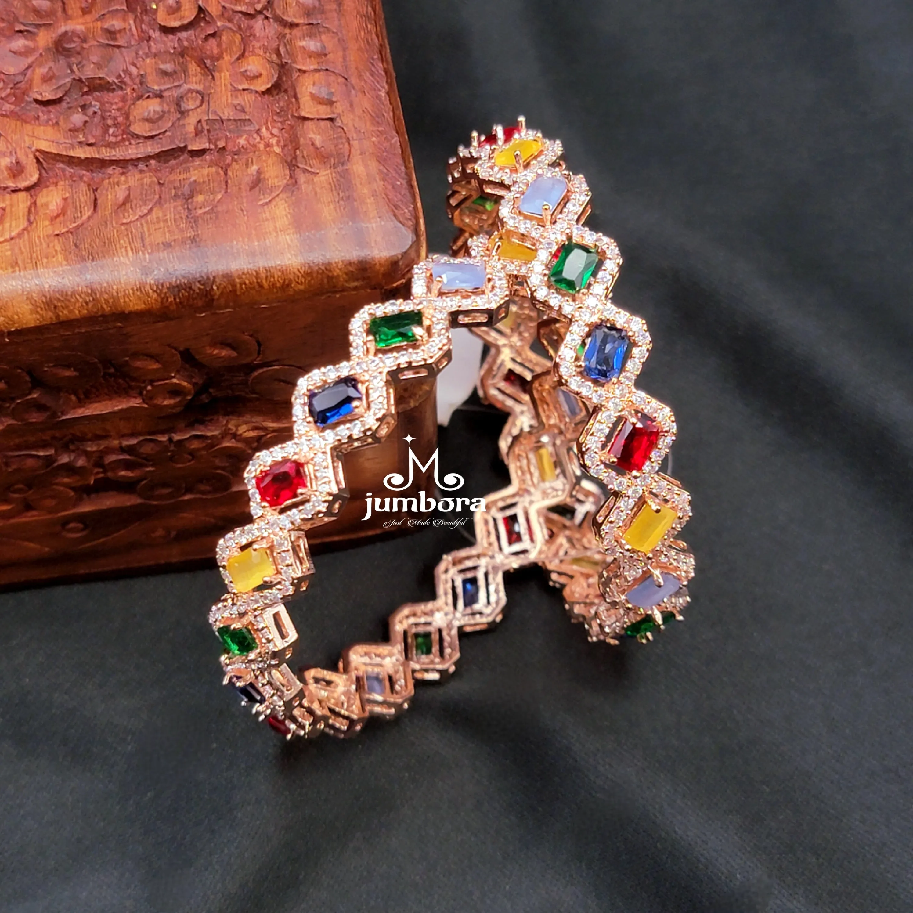 Multicolor Rose Gold AD Zircon (CZ) Bangle